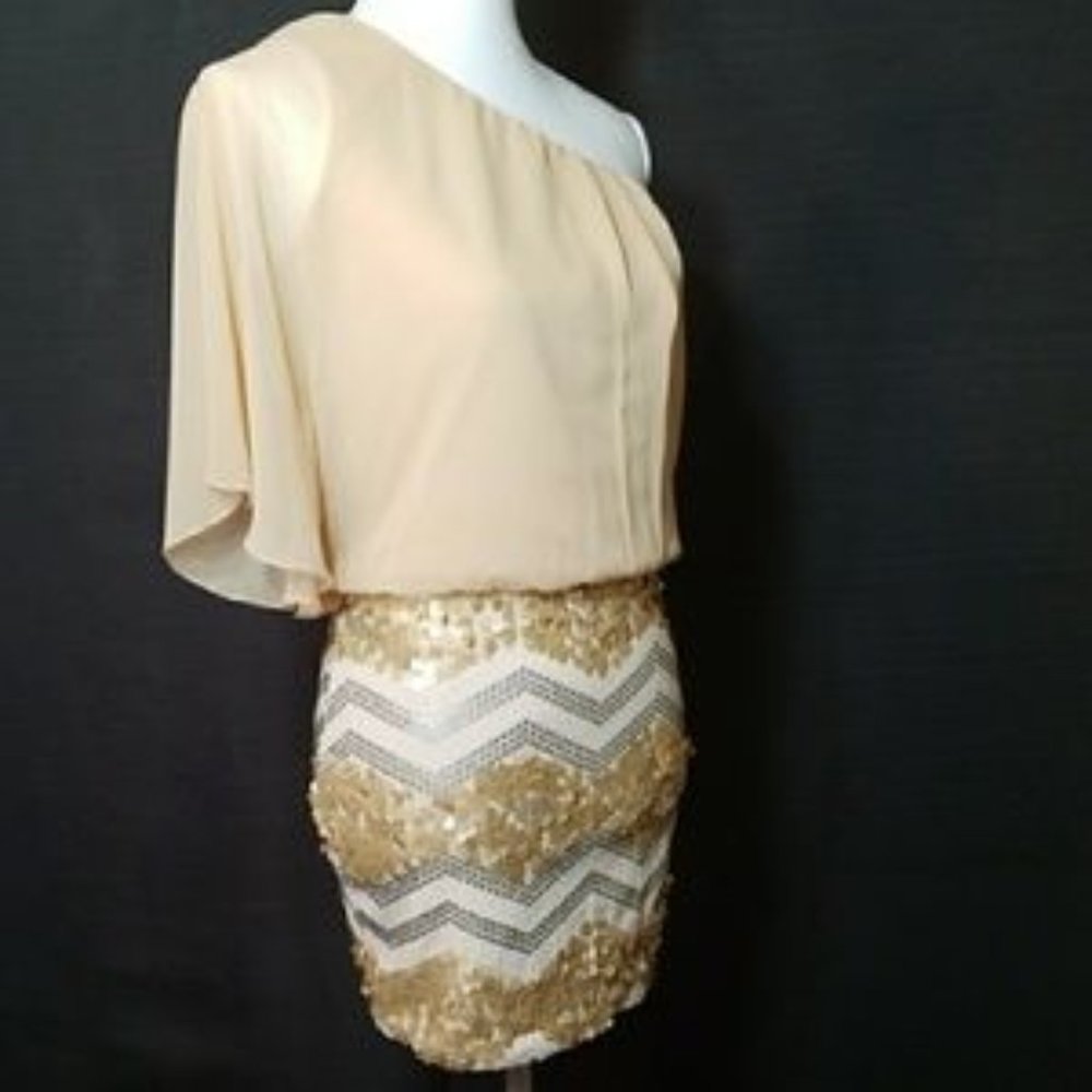 As U Wish Gold Sequin Off the Shoulder Dress